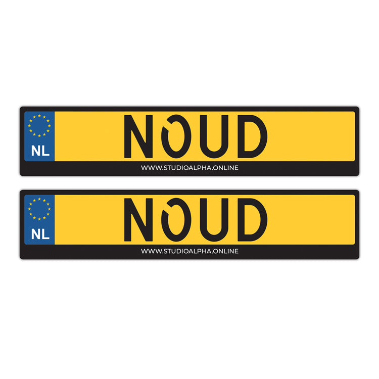 Kentekenplaat Stickerset 2x met eigen tekst voor Kinderauto / Loopauto
