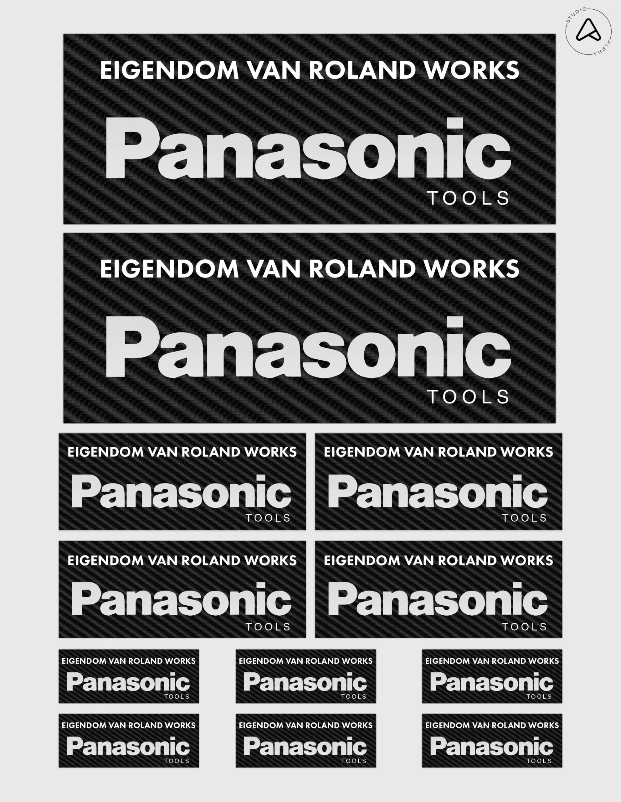 12x Gepersonaliseerde "Eigendom van" Panasonic Gereedschap Stickers | 3 Maten | Gelamineerd