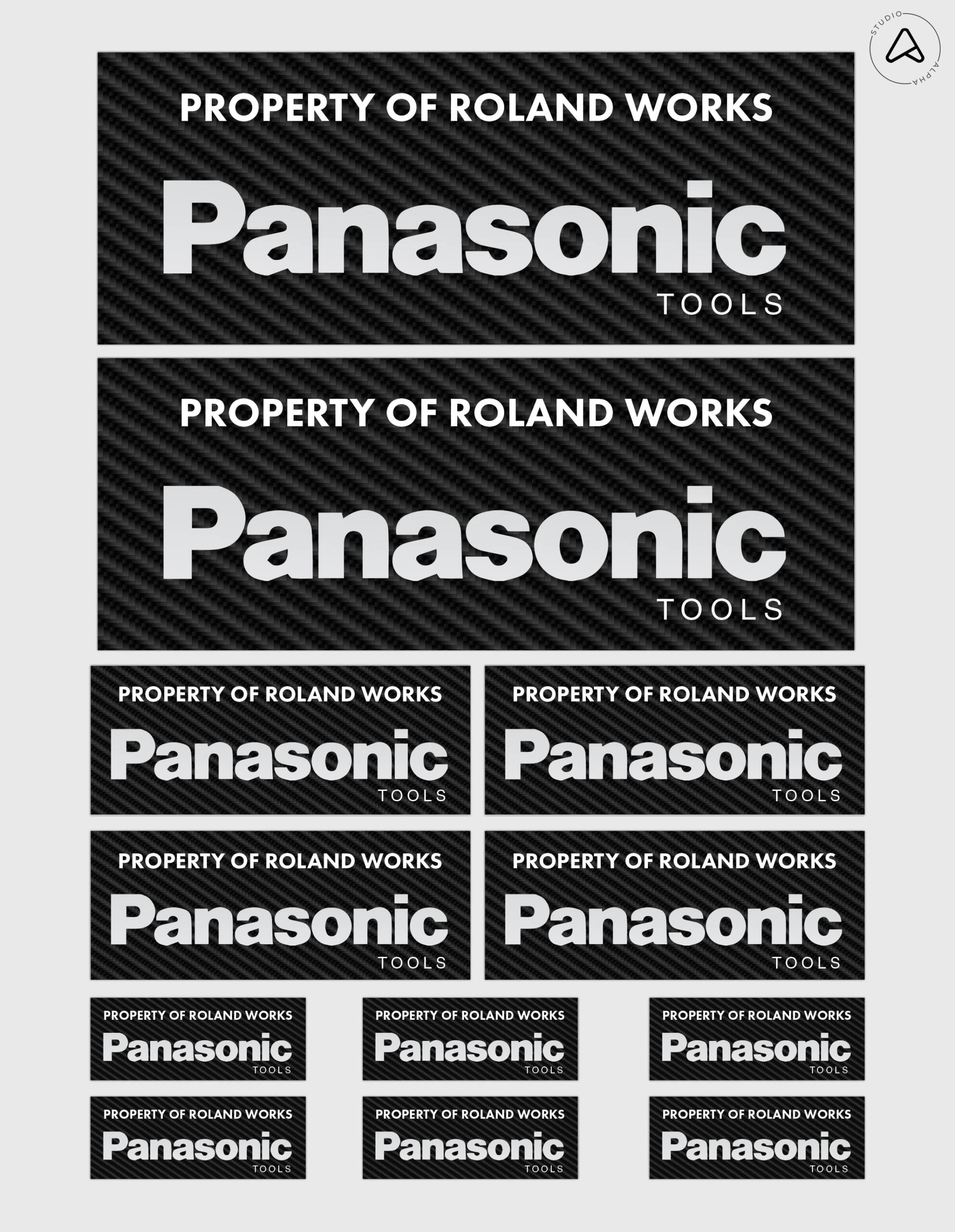 12x Gepersonaliseerde "Property Of" Panasonic Gereedschap Stickers | 3 Maten | Gelamineerd