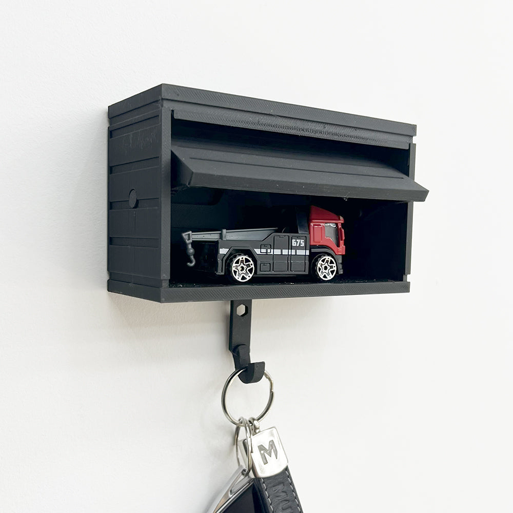 Garage Sleutelhanger met Plat Dak | Met werkende Garagedeur en ruimte voor Mini Auto / Model Auto