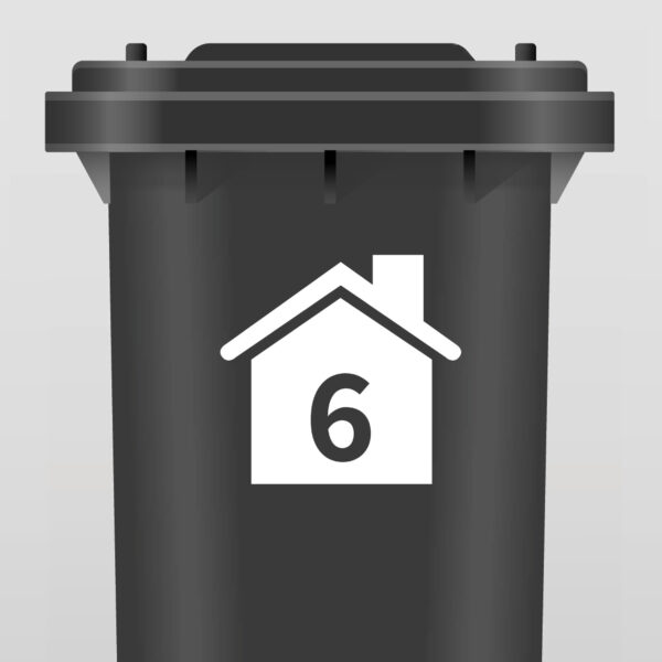 Kliko/Container Sticker met Huisnummer - Wit