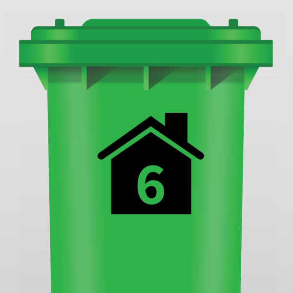Kliko/Container Sticker met Huisnummer - Zwart