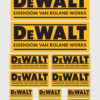 12x Gepersonaliseerde "Eigendom Van" DeWalt Stickers | 3 Maten | Gelamineerd