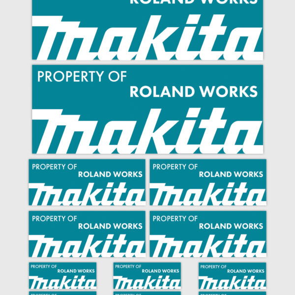 12x Gepersonaliseerde "Property Of" Makita Stickers | 3 Maten | Gelamineerd