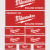 12x Gepersonaliseerde "Property Of" Milwaukee Stickers | 3 Maten | Gelamineerd