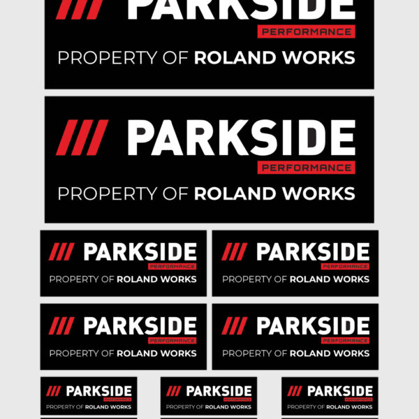 12x Gepersonaliseerde "Property Of" Parkside Stickers | 3 Maten | Gelamineerd