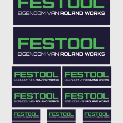 festool-personalised-sticker-set-NL-scaled_1 12x Gepersonaliseerde "Eigendom Van" Festool Gereedschap Stickers | 3 Maten | Gelamineerd