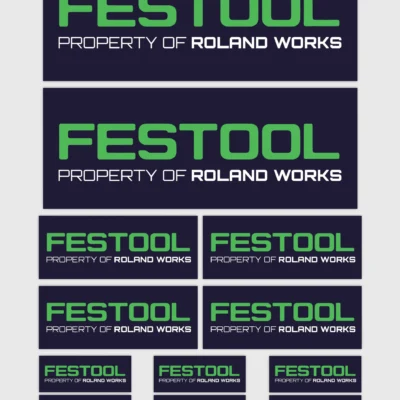 festool-personalised-sticker-set-scaled_1 12x Gepersonaliseerde "Property Of" Festool Gereedschap Stickers | 3 Maten | Gelamineerd