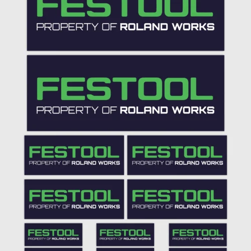 festool-personalised-sticker-set-scaled_1 12x Gepersonaliseerde "Property Of" Festool Gereedschap Stickers | 3 Maten | Gelamineerd