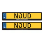 Kentekenplaat Stickerset 2x met eigen tekst voor Kinderauto / Loopauto | Gepersonaliseerd | Nederlands kenteken | Elektrische kinderauto | Kenteken