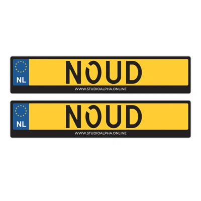 kenteken-stickerset-trapauto-15x3cm_1 Kentekenplaat Stickerset 2x met eigen tekst voor Kinderauto / Loopauto | Gepersonaliseerd | Nederlands kenteken | Elektrische kinderauto | Kenteken