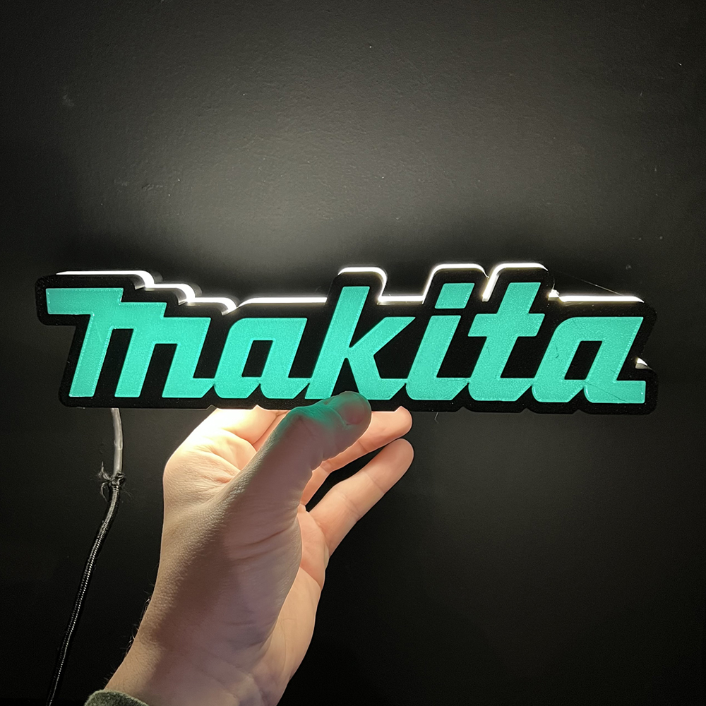Makita Powertools Logo LED Lichtbox | Perfect Cadeau | Garage / Mancave | 24.6x58x37mm | 5V USB