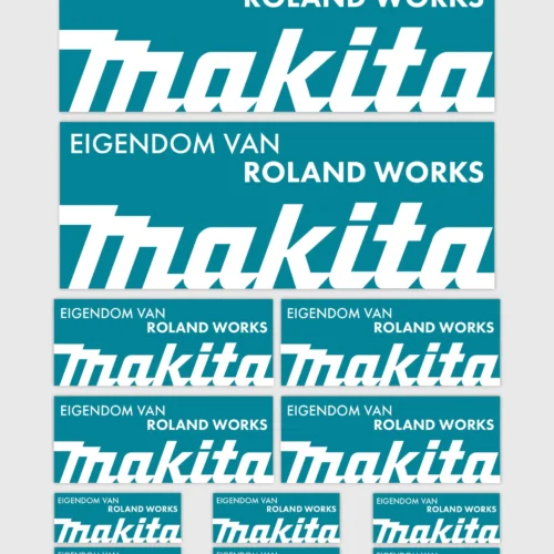 makita-personalised-sticker-set-NL-scaled_1 12x Gepersonaliseerde "Eigendom Van" Makita Gereedschap Stickers | 3 Maten | Gelamineerd