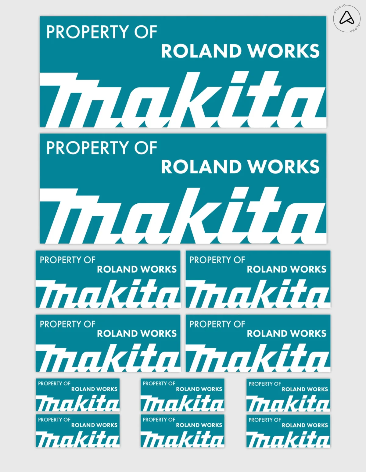 12x Gepersonaliseerde "Property Of" Makita Gereedschap Stickers | 3 Maten | Gelamineerd