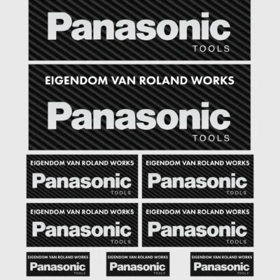 panasonic-personalised-sticker-set-NL-scaled_1 12x Gepersonaliseerde "Eigendom van" Panasonic Gereedschap Stickers | 3 Maten | Gelamineerd