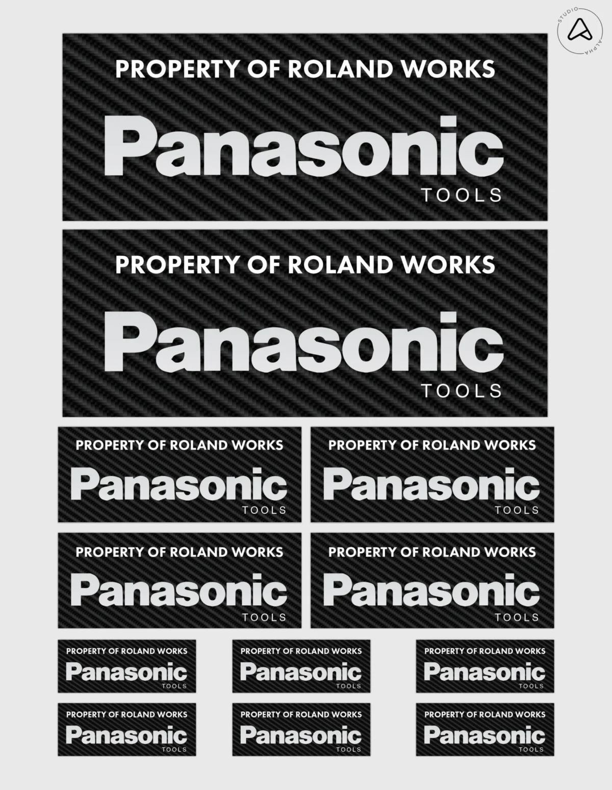 panasonic-personalised-sticker-set-scaled_1 12x Gepersonaliseerde "Property Of" Panasonic Gereedschap Stickers | 3 Maten | Gelamineerd