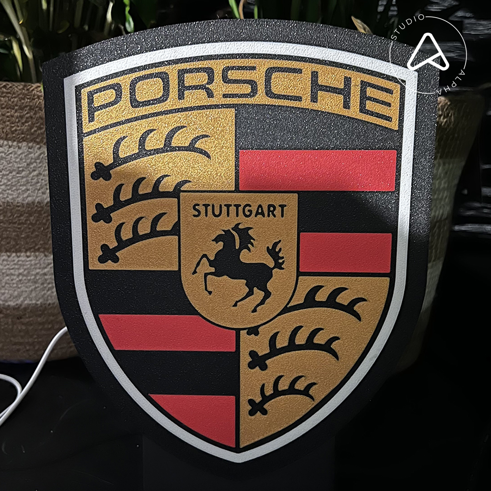 porsche-logo-design-led-lightbox-3 Porsche Logo LED Lichtbox | Perfect Cadeau | Garage / Mancave | 18.5x24x33mm | 5V USB