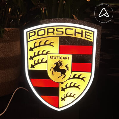 porsche-logo-design-led-lightbox Porsche Logo LED Lichtbox | Perfect Cadeau | Garage / Mancave | 18.5x24x33mm | 5V USB
