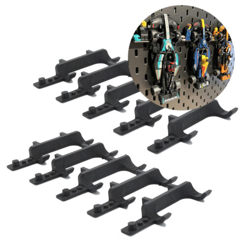 Set 10x IKEA Skadis Beugel voor LEGO® F1 Speed Champions Auto's | Voor F1 Auto's met Helm en Rijder Bevestiging | Display - Houder - Beugel - Standaard