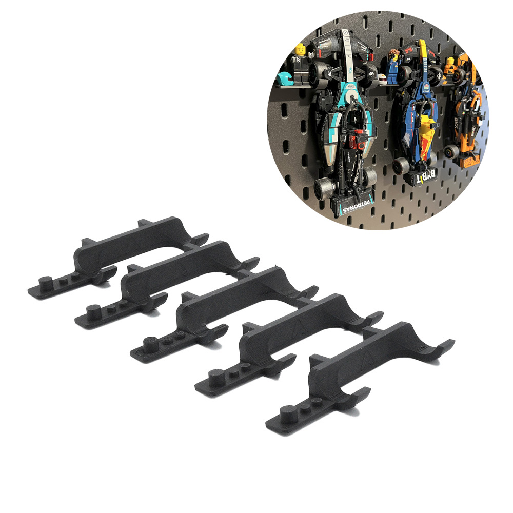 Set 5x IKEA Skadis Beugel voor LEGO®  F1 Speed Champions Auto's | Voor F1 Auto's met Helm en Rijder Bevestiging | Display - Houder - Beugel - Standaard