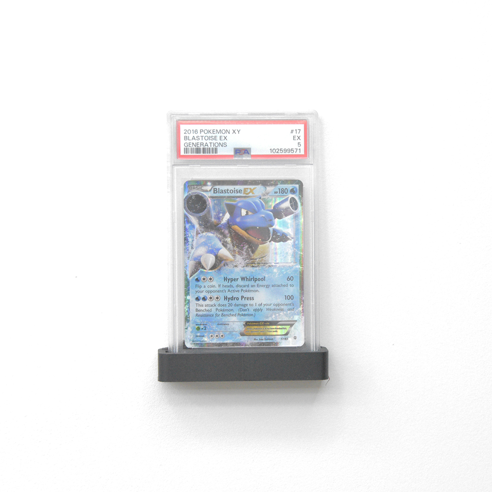 Set 5x Muurbeugel / Muurhouder voor PSA & Becket Slabs | Monteren via Schroefgat of Dubbelzijdig Tape | TCG / Pokemon