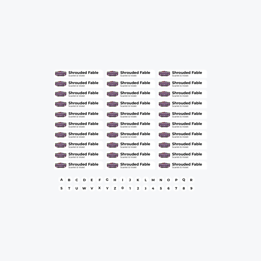 TCG Divider Stickervel – Setlogo's, Alfabet & Nummers (voor onze kaartscheiders)