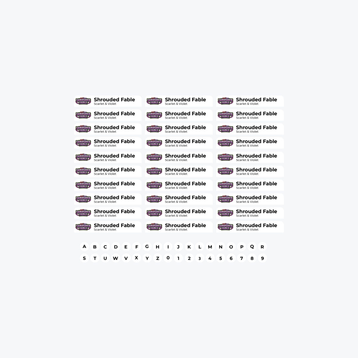 TCG Divider Stickervel – Setlogo’s, Alfabet & Nummers (voor onze kaartscheiders)