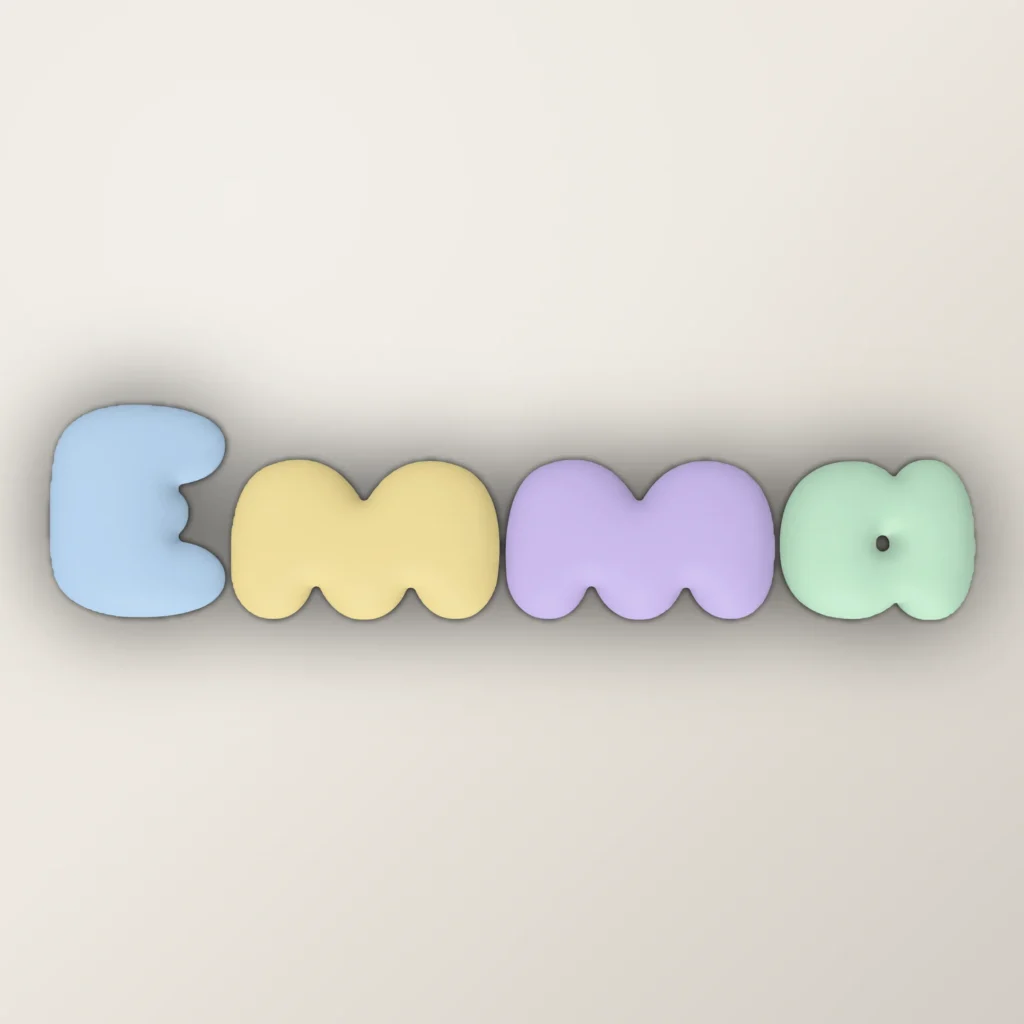 Bubbelletters met jouw naam, een kleur per letter – 8 tot 20 cm