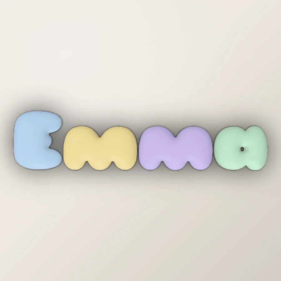 Bubbelletters met jouw naam, een kleur per letter – 8 tot 20 cm