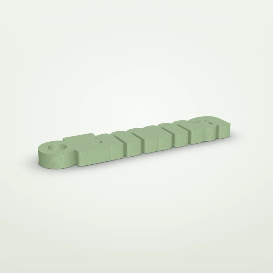 Sleutelhanger met naam in 3D-letters, eigen lettertype en kleur