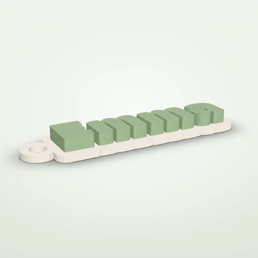 Sleutelhanger met naam, zelf ontworpen in kleur en lettertype