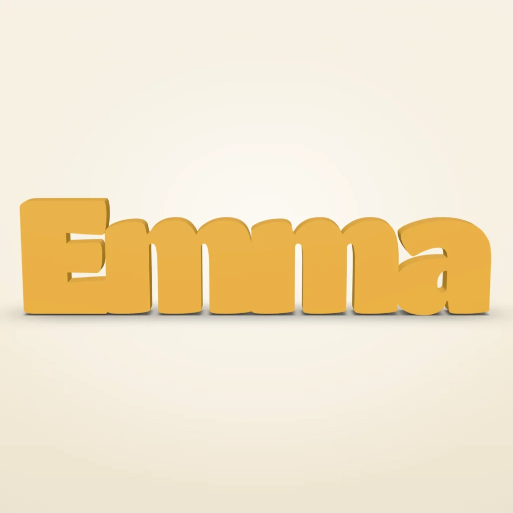 Staande naam uit één stuk in jouw lettertype en kleur