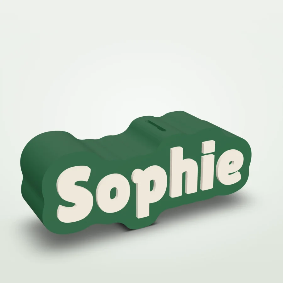 Spaarpot met naam ontwerpen, eigen kleuren en lettertype