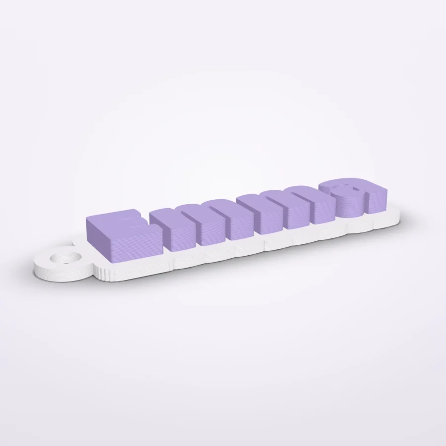 Sleutelhanger met naam op een plaatje – eigen lettertype
