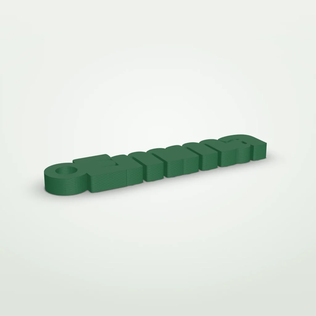 Sleutelhanger met naam in dikke 3D-letters – jouw lettertype