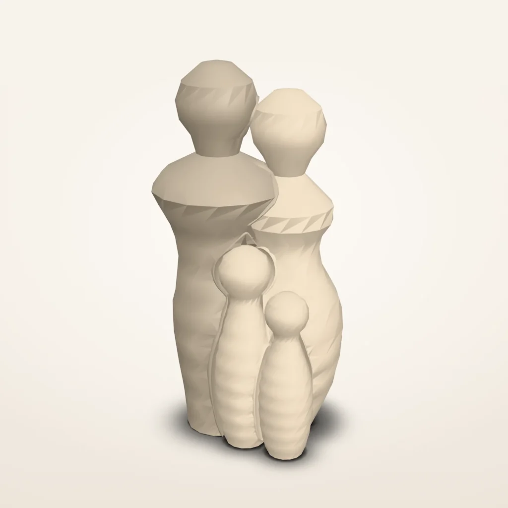 Beeldje van je eigen gezin – low-poly, 3 maten