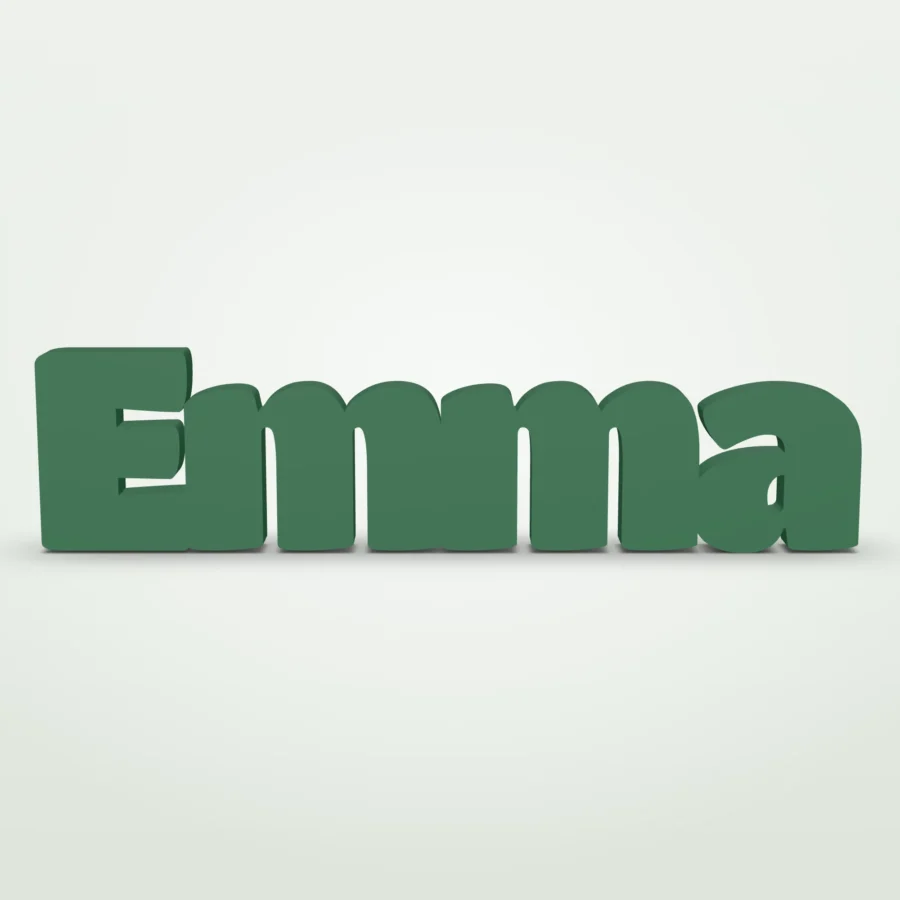 Staande naam uit één stuk in jouw lettertype en kleur