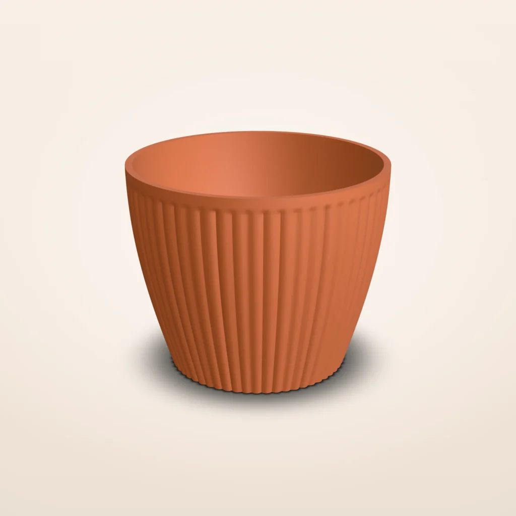 Lage bloempot met textuur, voor kweekpot S tot XL – Mos