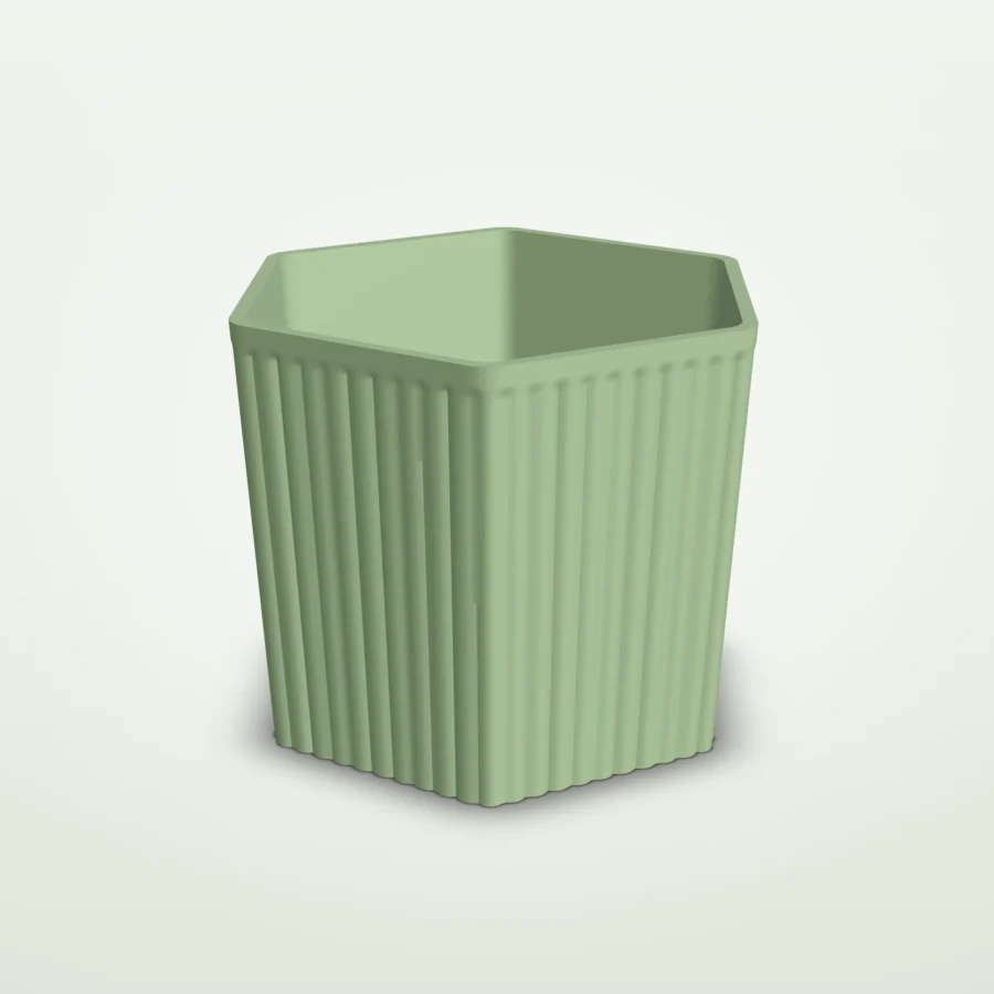 Zeshoekige bloempot met textuur, voor kweekpot S tot XL – Hei