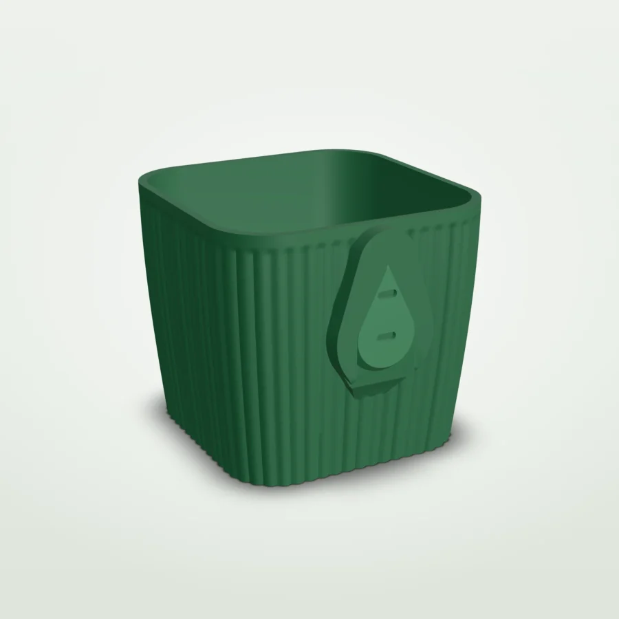 Afgerond vierkante wandplanter met textuur – Klei