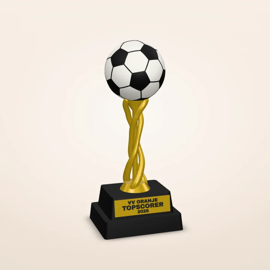 Trofee ontwerpen met eigen titel, clubnaam en seizoen