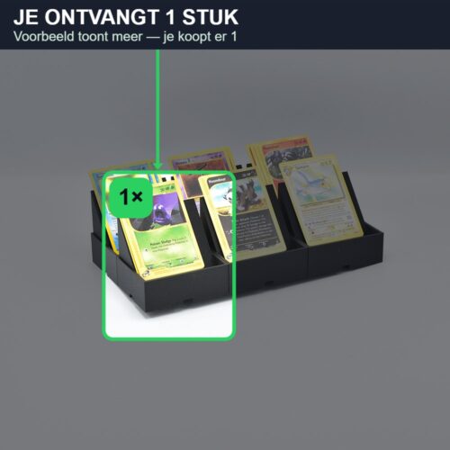 1x Kleine Modulaire TCG Sorteerbak – Uitbreidbare Kaartenhouder voor Pokémon & Andere TCG’s (50 kaarten per bak) — what you receive 1x Kleine Modulaire TCG Sorteerbak – Uitbreidbare Kaartenhouder voor Pokémon & Andere TCG’s (50 kaarten per bak) — what you receive